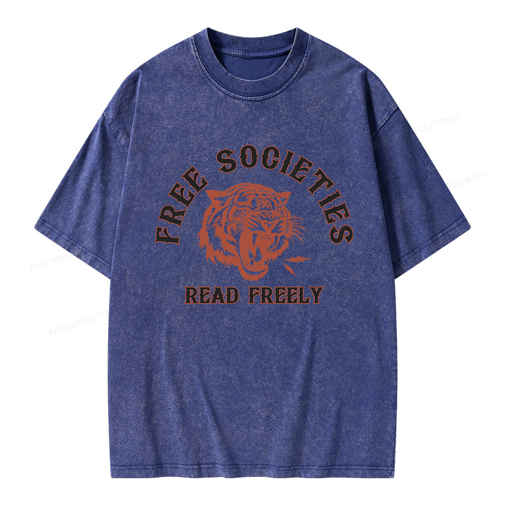 Pagewings Free Societies Read Freely Unisex Washed T-shirt