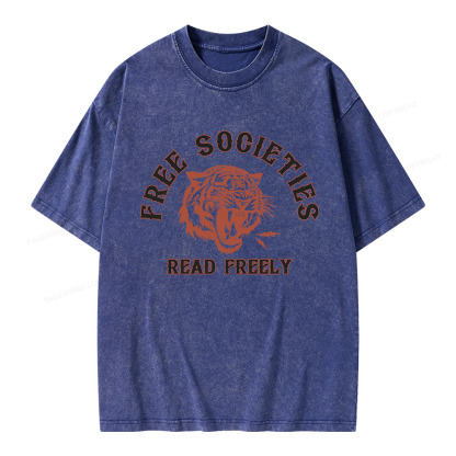Pagewings Free Societies Read Freely Unisex Washed T-shirt