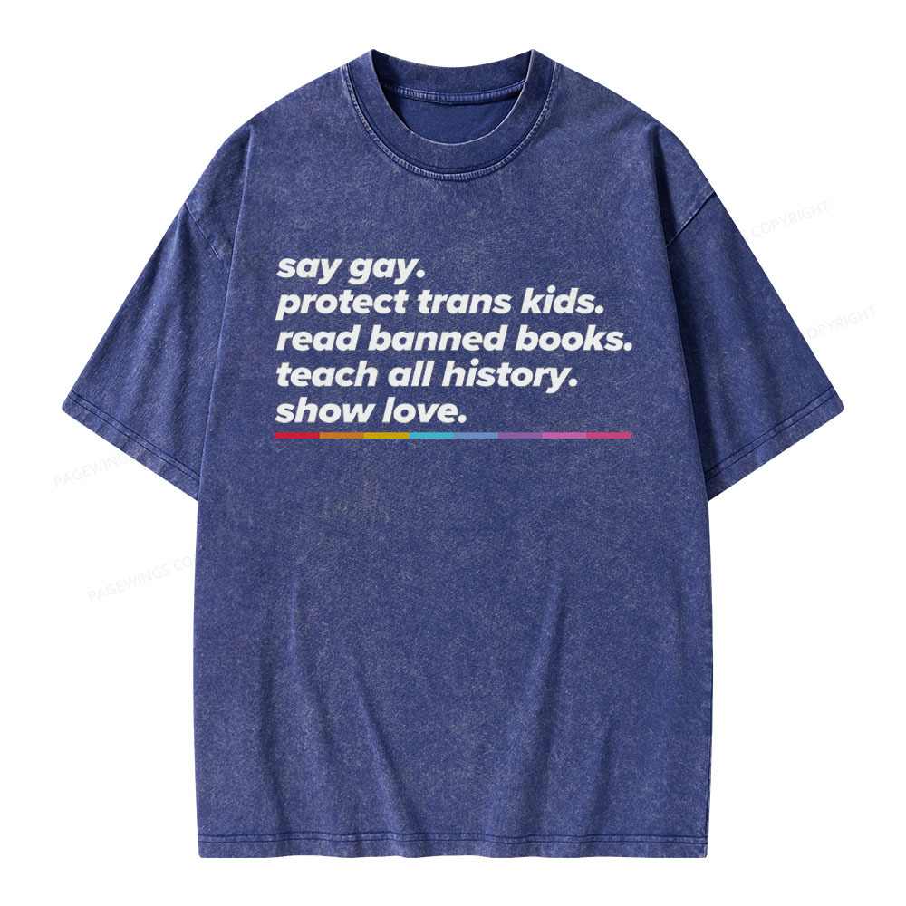 Pagewings Read Banned Books Unisex Washed T-shirt