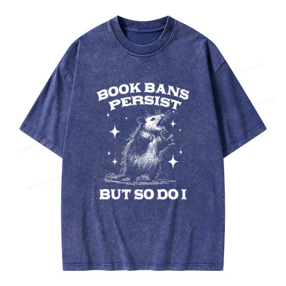 Pagewings Book Bans Persist But So Do I Unisex Washed T-shirt