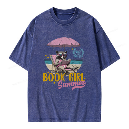 Pagewings Book Girl Summer Unisex Washed T-shirt
