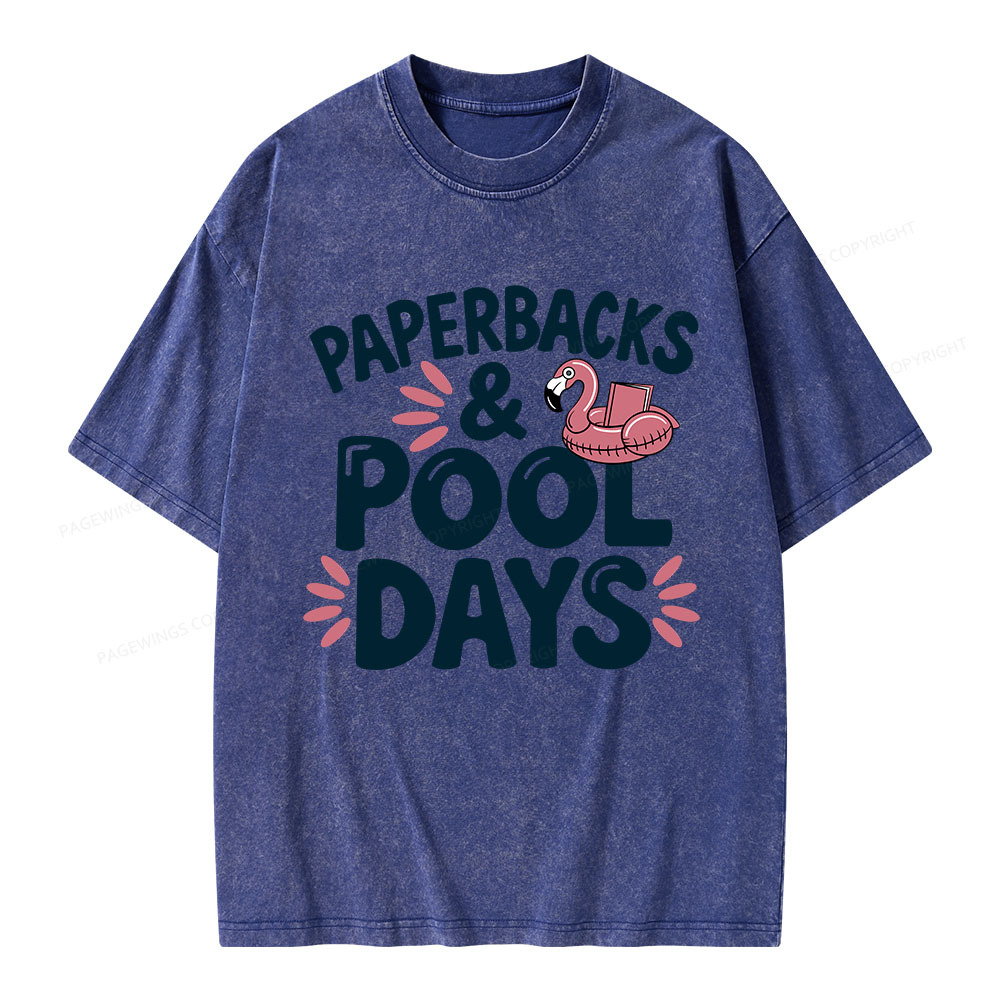 Pagewings Paperbacks And Pool Days Unisex Washed T-shirt