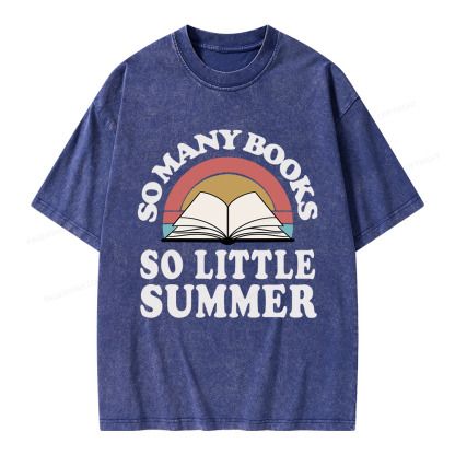 Pagewings So Many Books So Little Summer Unisex Washed T-shirt