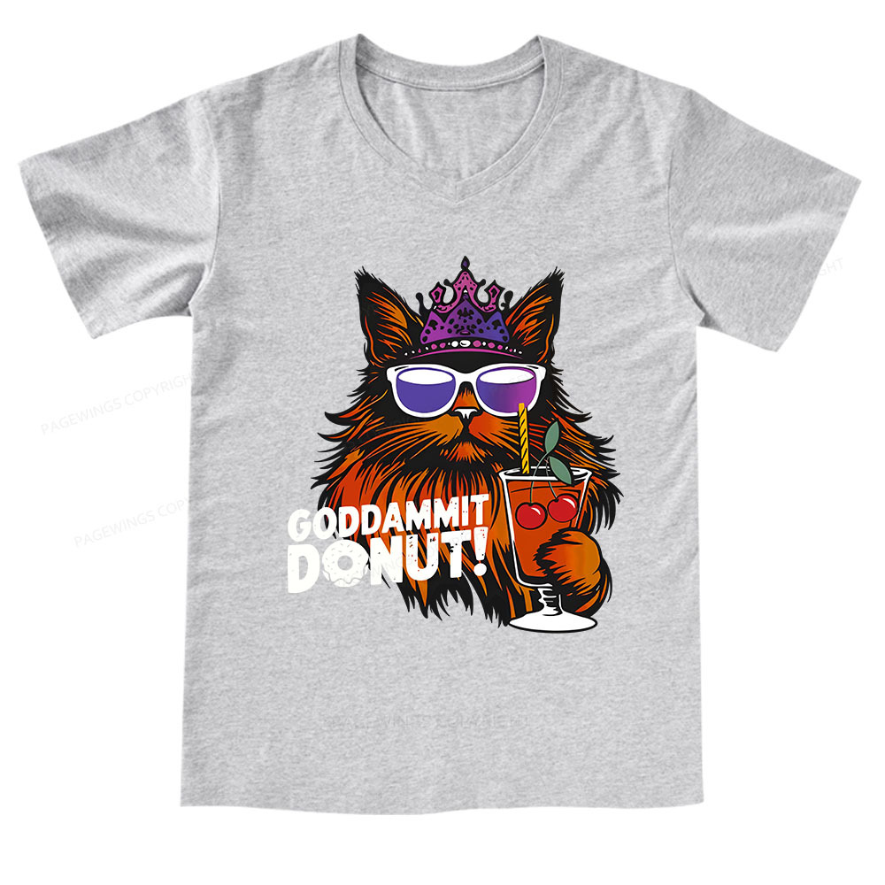 Pagewings Goddammit Donut V-neck T-shirt