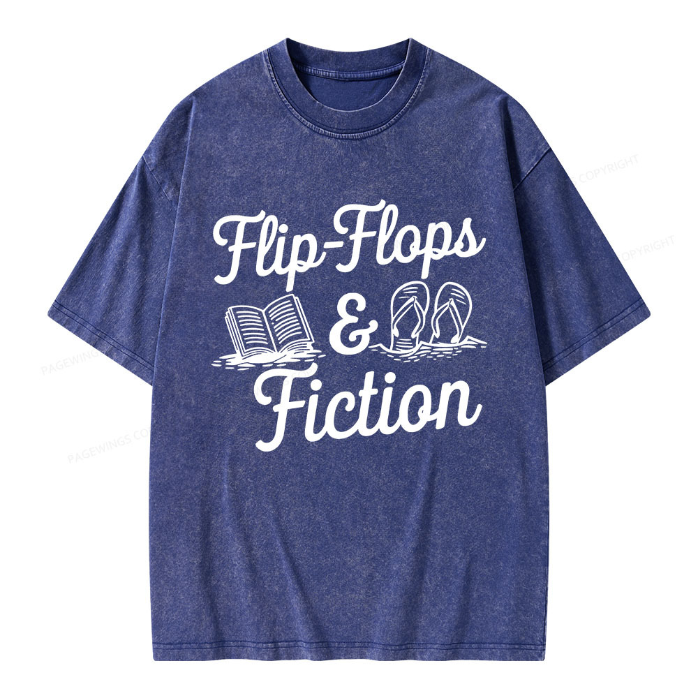 Pagewings Flip Flops And Fiction Unisex Washed T-shirt