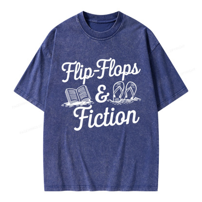Pagewings Flip Flops And Fiction Unisex Washed T-shirt