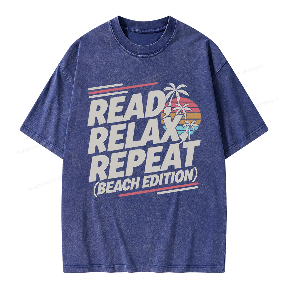 Pagewings Read Relax Repeat Unisex Washed T-shirt
