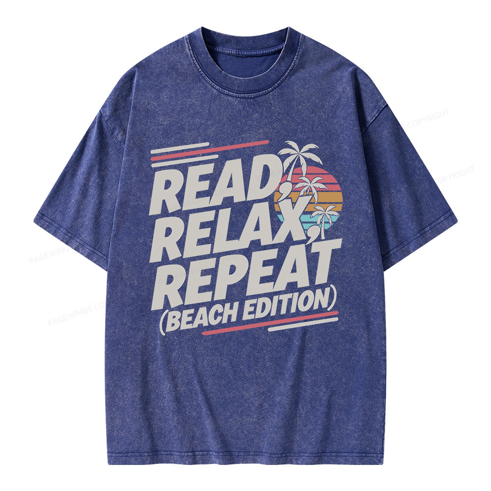 Pagewings Read Relax Repeat Unisex Washed T-shirt