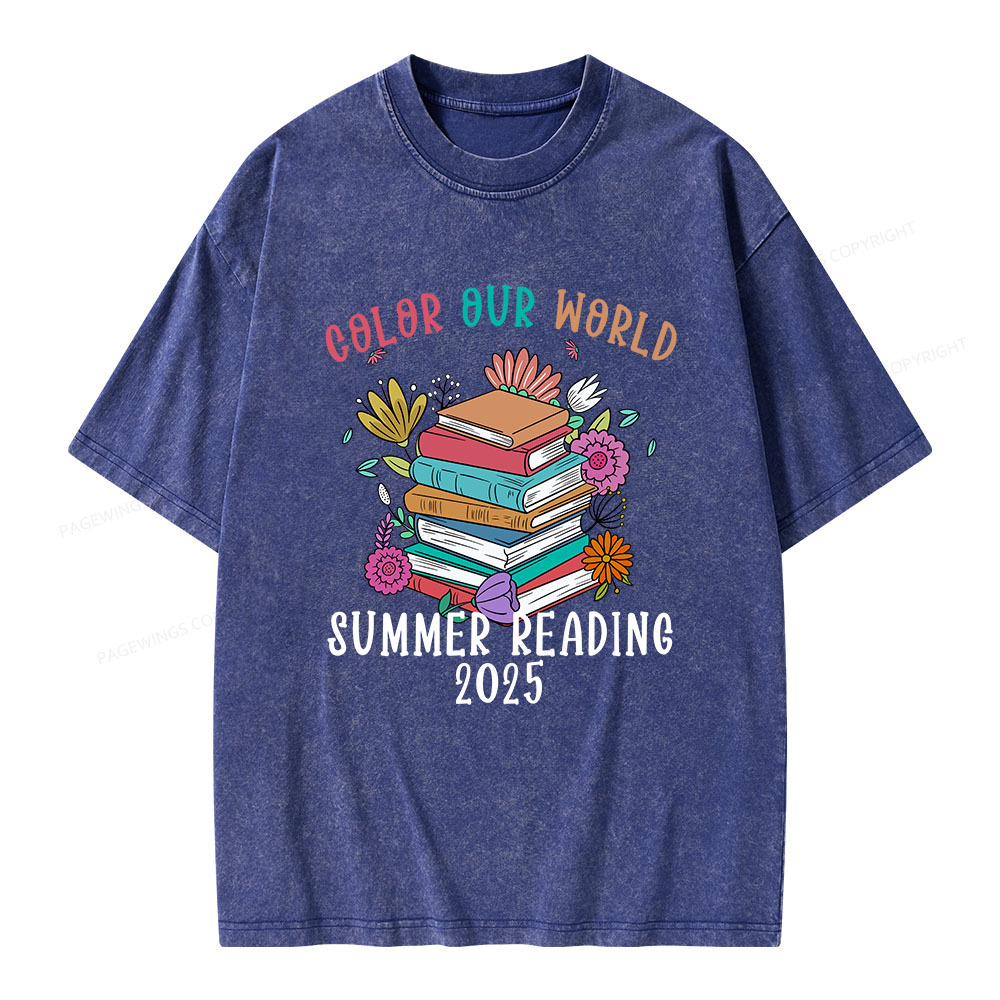 Pagewings Summer Reading 2025 Unisex Washed T-shirt