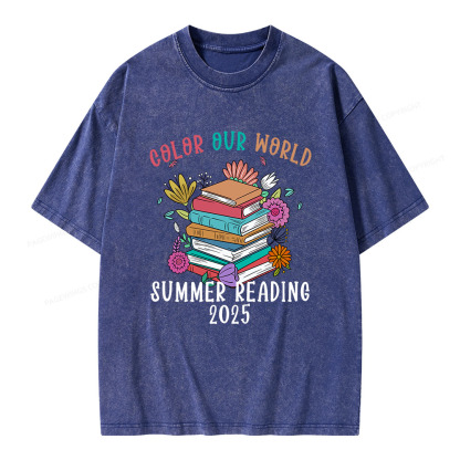 Pagewings Summer Reading 2025 Unisex Washed T-shirt