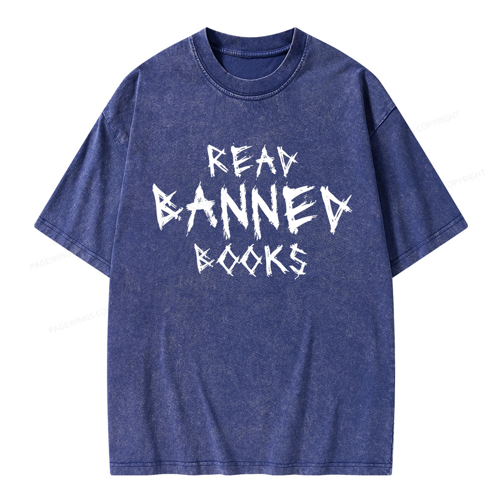 Pagewings I Read Banned Books Unisex Washed T-shirt