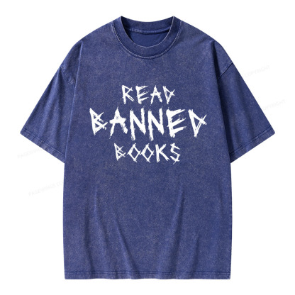 Pagewings I Read Banned Books Unisex Washed T-shirt