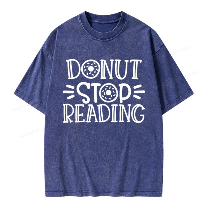 Pagewings Donut Stop Reading Unisex Washed T-shirt