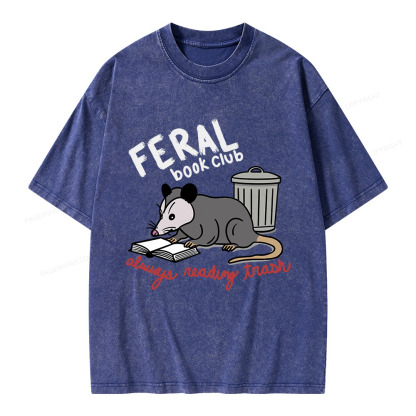 Pagewings Feral Book Club Unisex Washed T-shirt