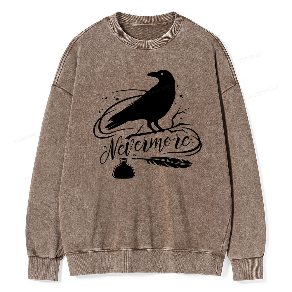 Pagewing  Edgar Allen Poe tee Unisex Washed Sweatshirt