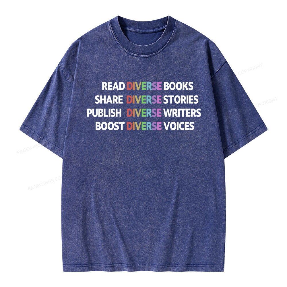 Pagewings Read Diverse Books Unisex Washed T-shirt