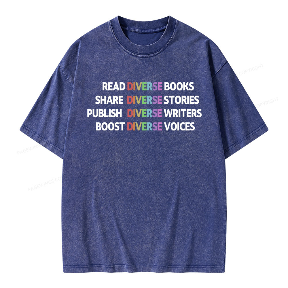 Pagewings Read Diverse Books Unisex Washed T-shirt