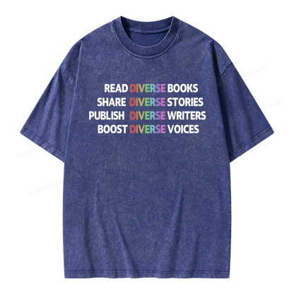 Pagewings Read Diverse Books Unisex Washed T-shirt