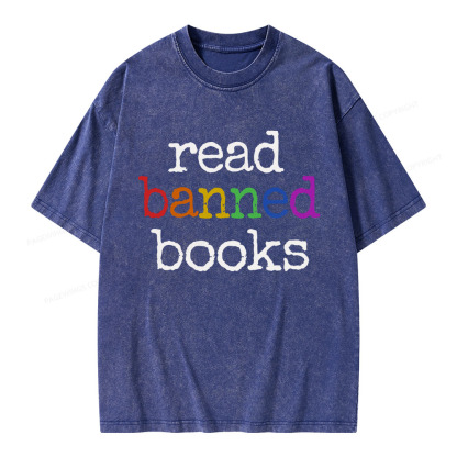 Pagewings Read Banned Books Unisex Washed T-shirt