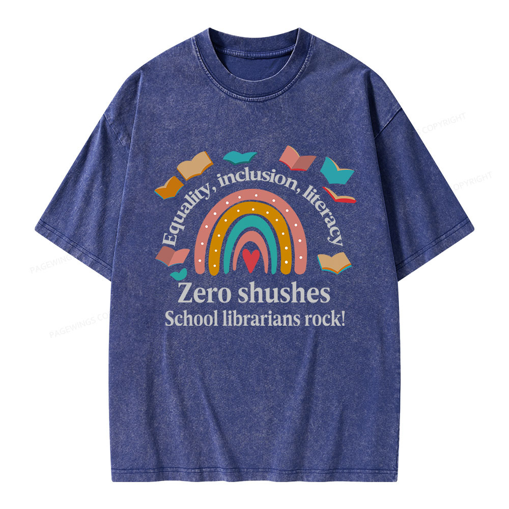 Pagewings Equality Inclusion Literacy Unisex Washed T-shirt