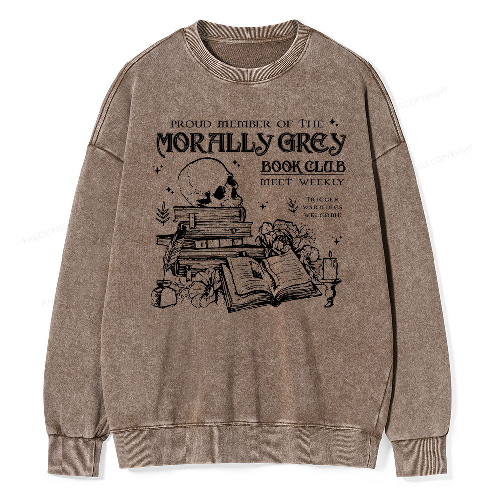 Pagewing  Morally Grey Book Club Hoodie Unisex Washed Sweatshirt