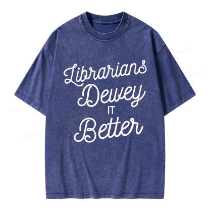 Pagewings Librarians Dewey it Better Unisex Washed T-shirt