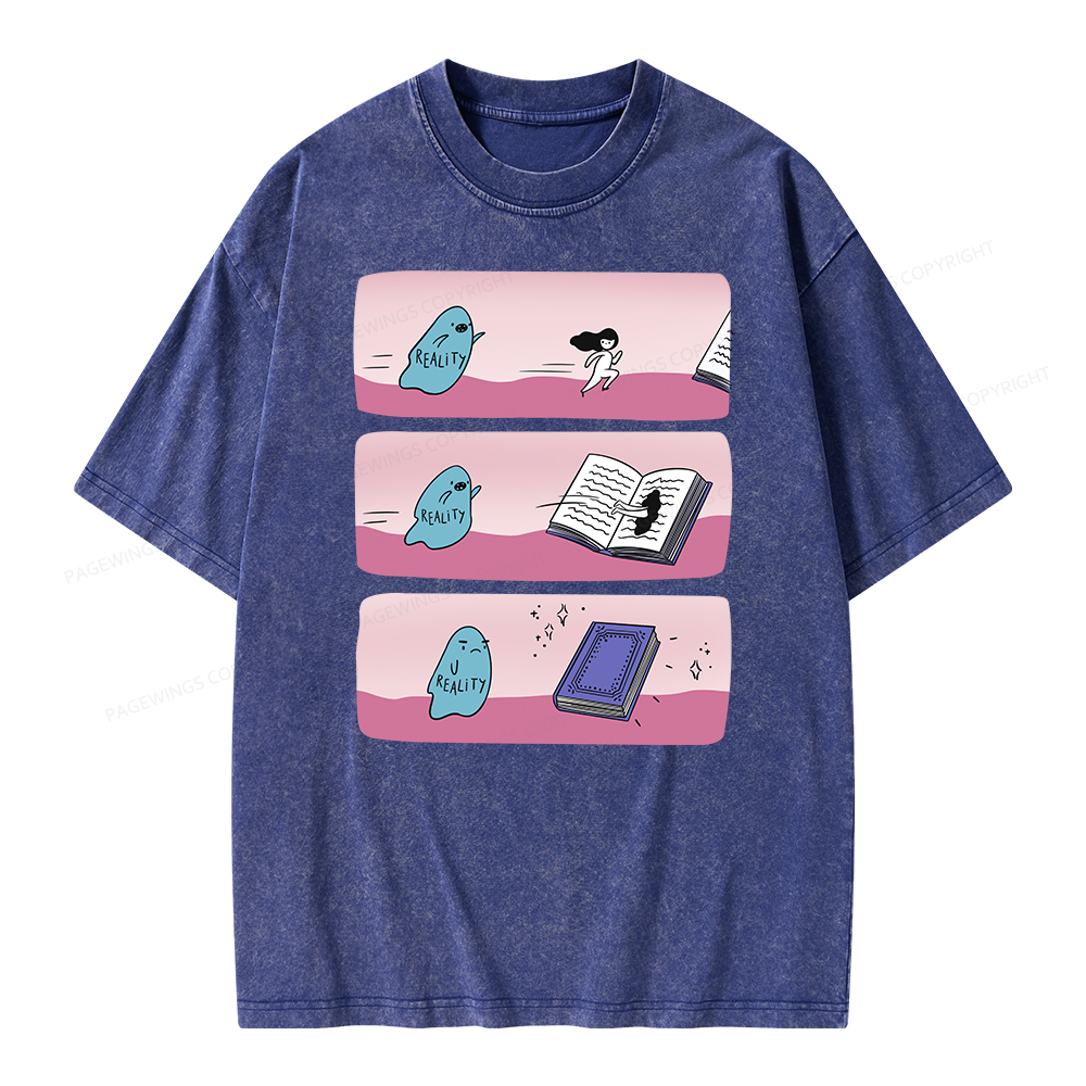 Pagewing Books vs Reality Unisex Washed T-shirt