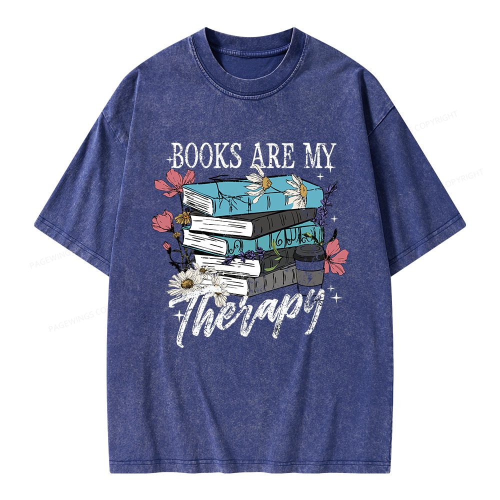 Pagewings Book Are My Therapy Unisex Washed T-shirt