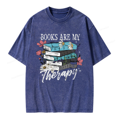 Pagewings Book Are My Therapy Unisex Washed T-shirt
