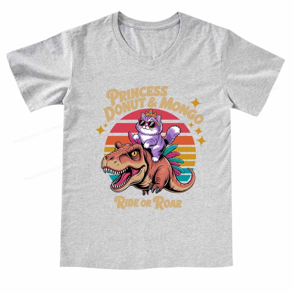 Pagewings Princess Donut & Mongo  V-neck T-shirt