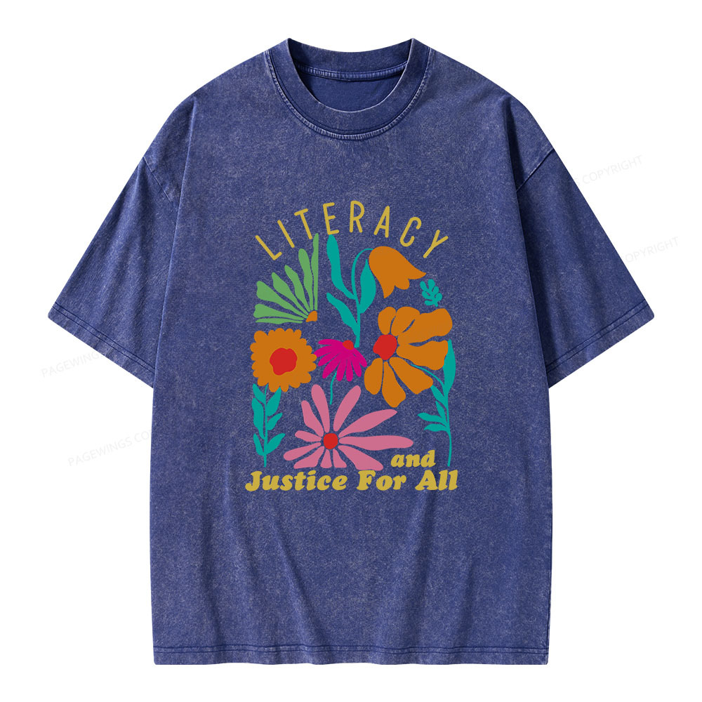 Pagewings Literacy And Justice Unisex Washed T-shirt