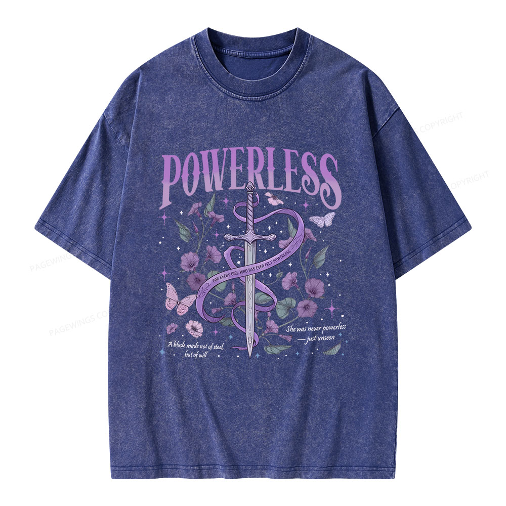 Pagewings Powerless Bookish Unisex Washed T-shirt