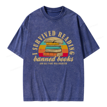Pagewings I Survived Reading Banned Books Unisex Washed T-shirt