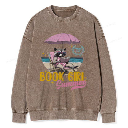 Pagewings Book Girl Summer Unisex Washed Sweatshirt