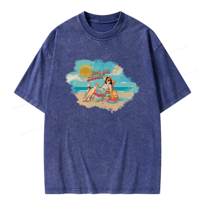 Pagewings Book Girl Summer Edition Essential Unisex Washed T-shirt