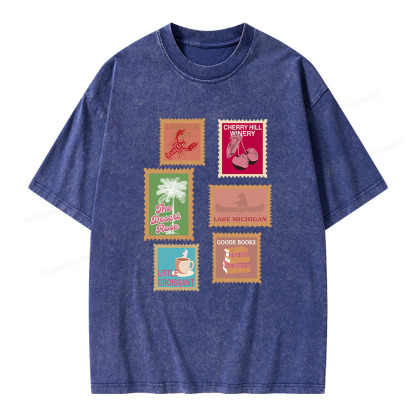 Pagewings Literary Settings Unisex Washed T-shirt