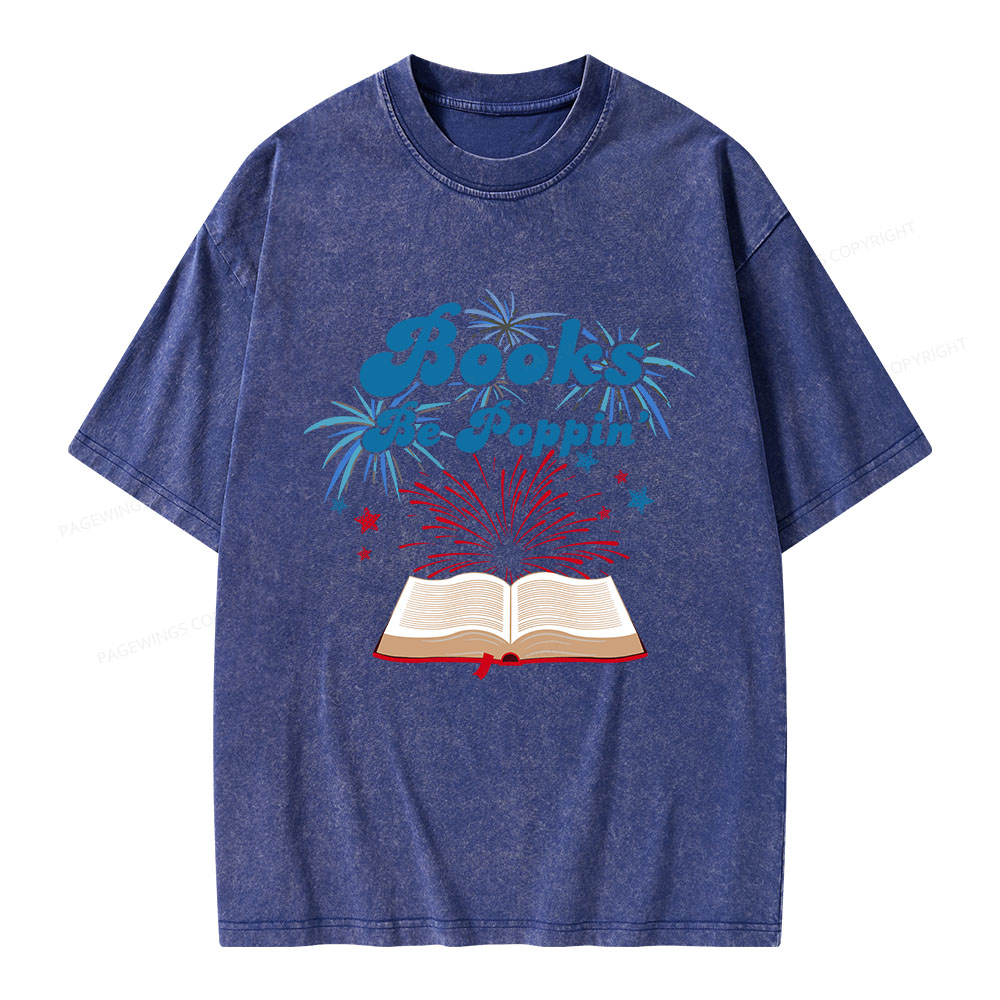 Pagewings Books Be Poppin Unisex Washed T-shirt