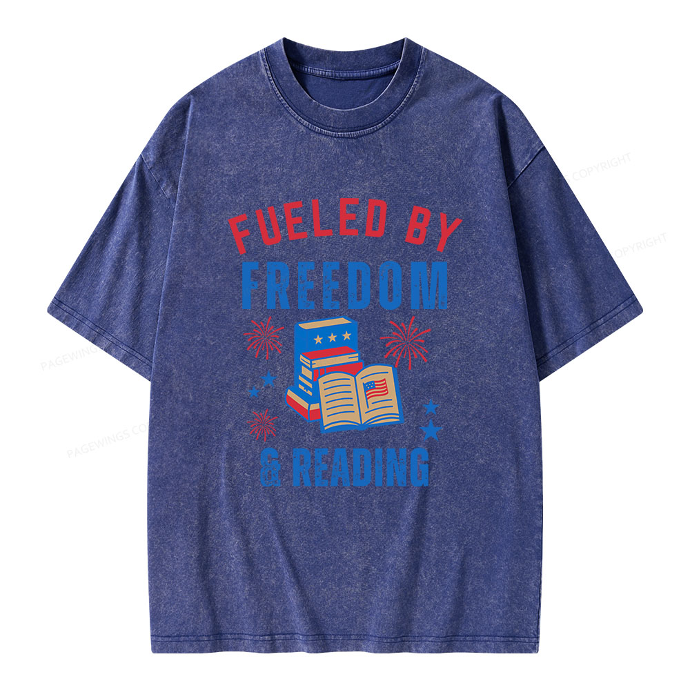 Pagewings Fueled Freedom Reading Unisex Washed T-shirt