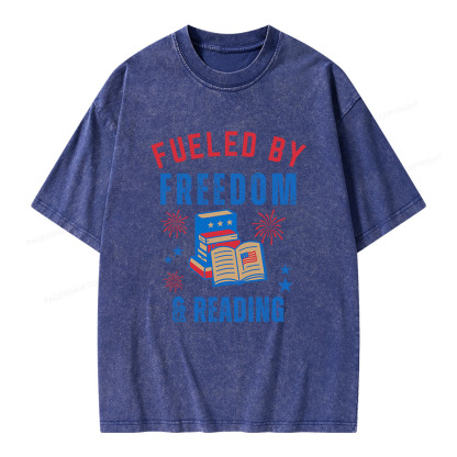 Pagewings Fueled Freedom Reading Unisex Washed T-shirt