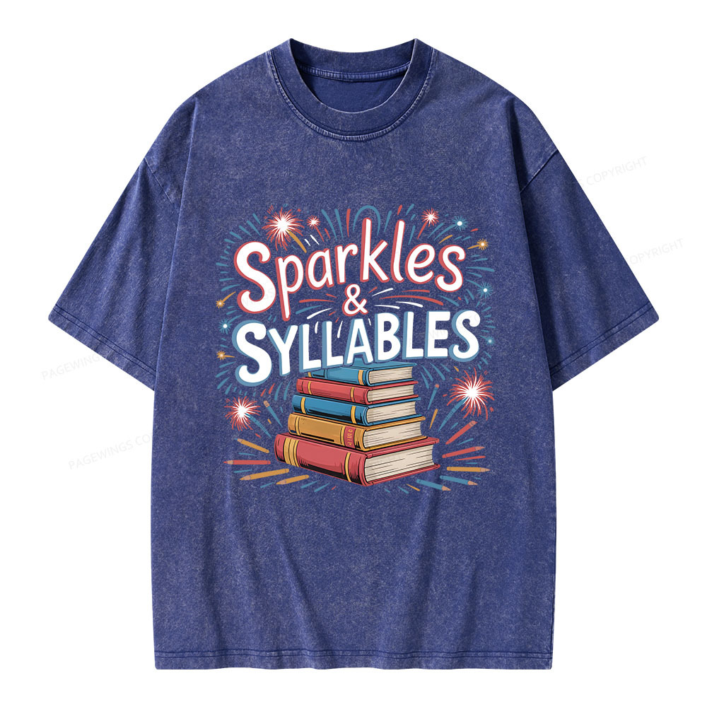 Pagewings Sparkles & Syllables Unisex Washed T-shirt