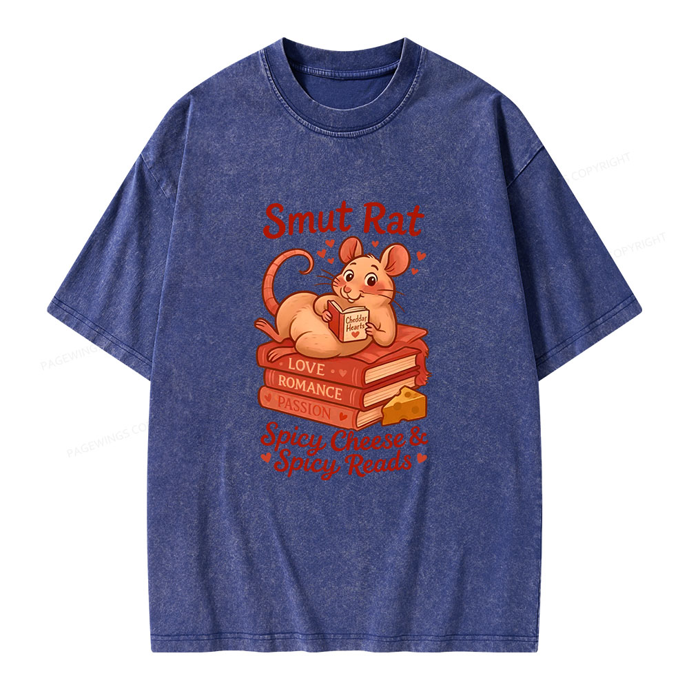 Pagewings Smut Rat Spicy Cheese Spicy Reads Unisex Washed T-shirt