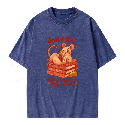 Pagewings Smut Rat Spicy Cheese Spicy Reads Unisex Washed T-shirt