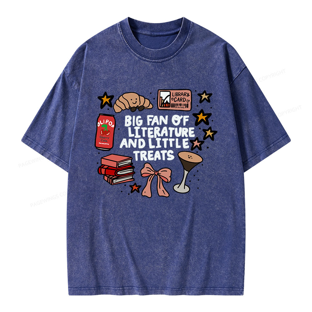 Pagewings Big Fan Of Literature And Little Treats Unisex Washed T-shirt