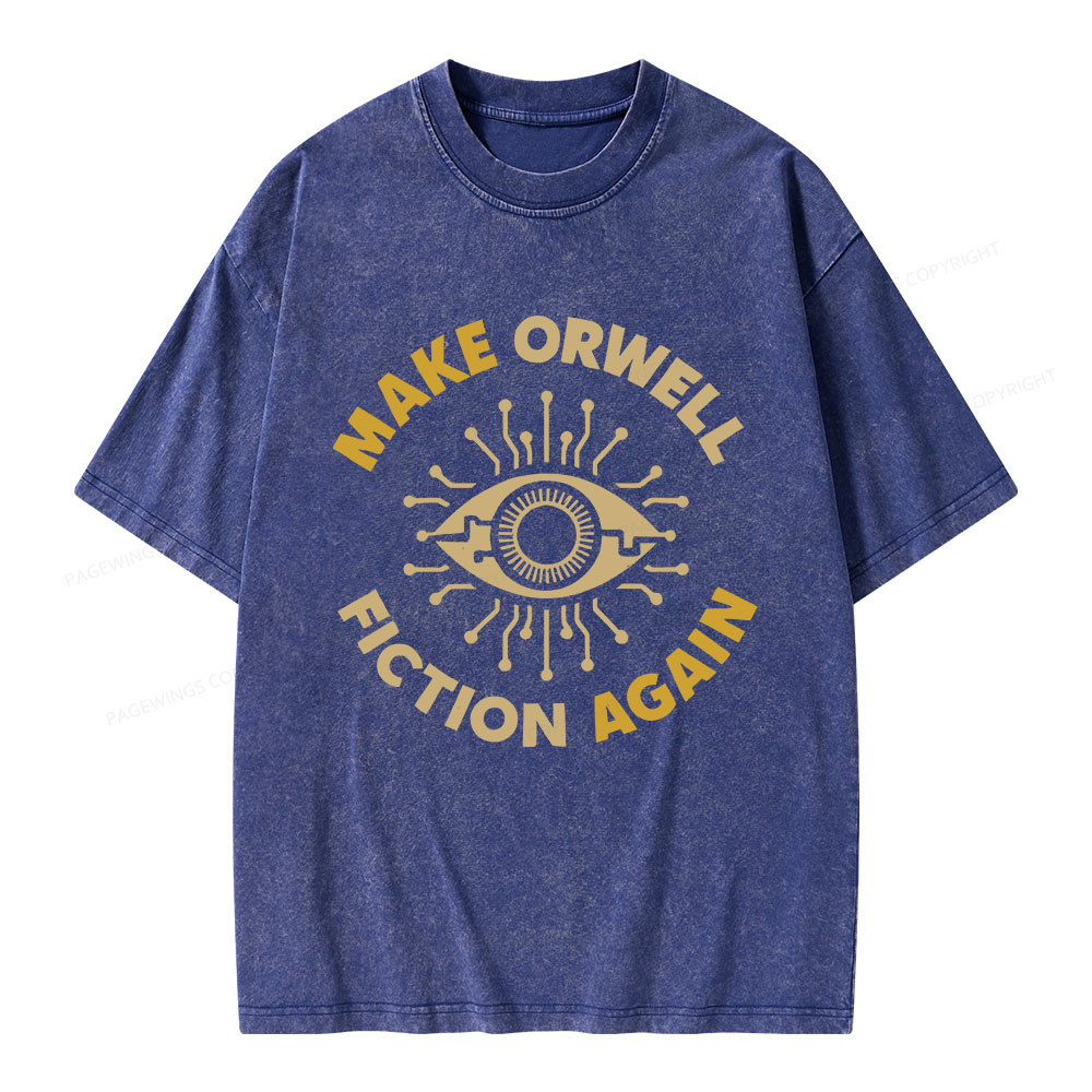 Pagewings Make Orwell Fiction Again Unisex Washed T-shirt