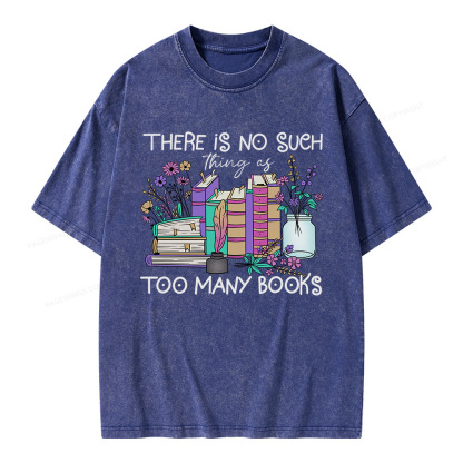 Pagewings No Such Thing as Too Many Books Unisex Washed T-shirt