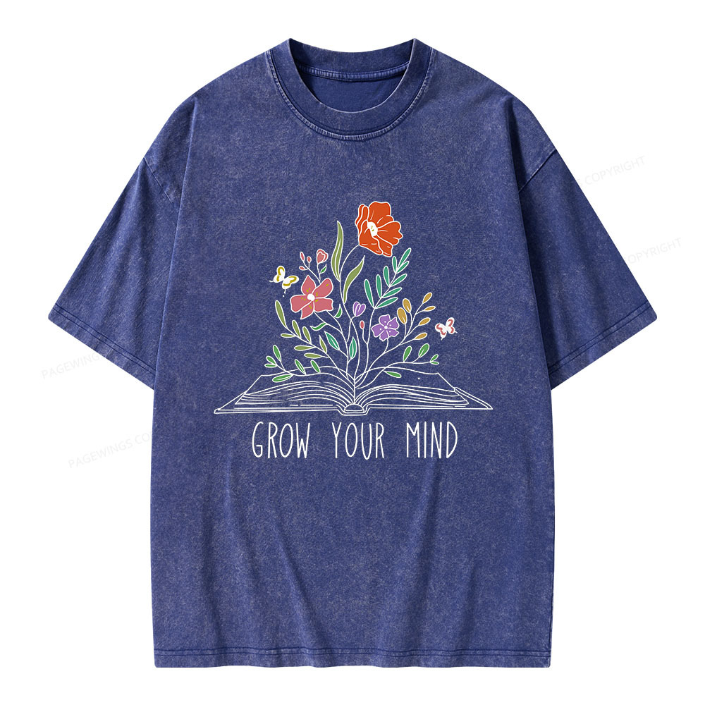 Pagewings Grow Your Mind Unisex Washed T-shirt