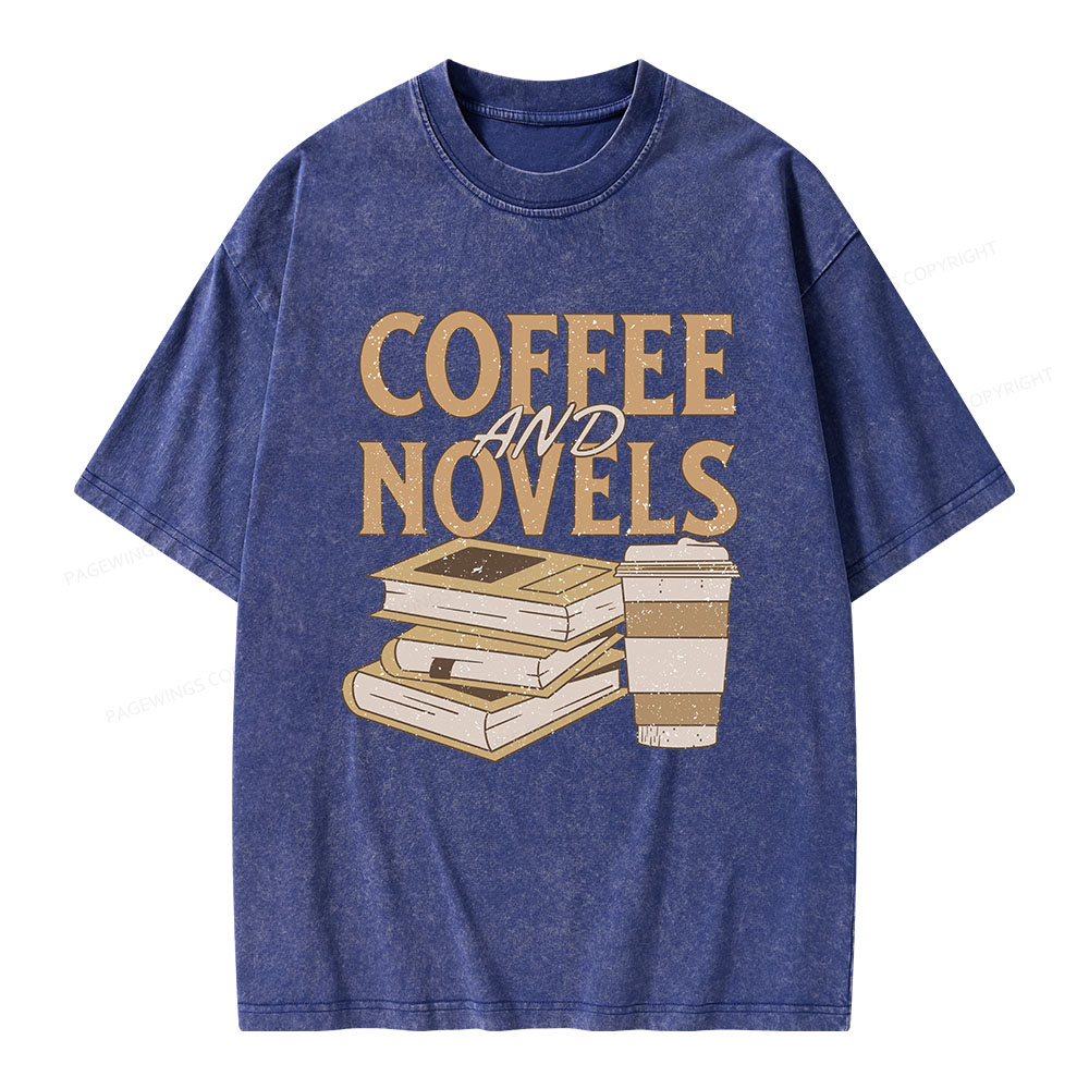Pagewings Coffee And Novel Unisex Washed T-shirt