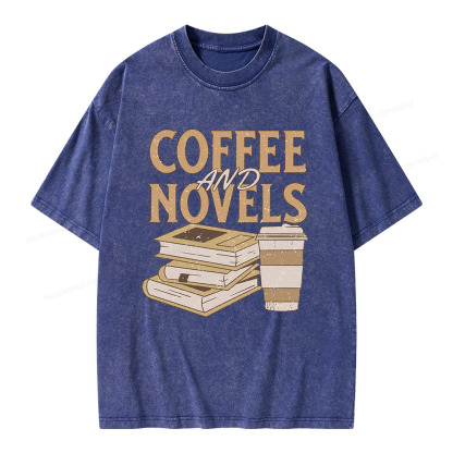 Pagewings Coffee And Novel Unisex Washed T-shirt