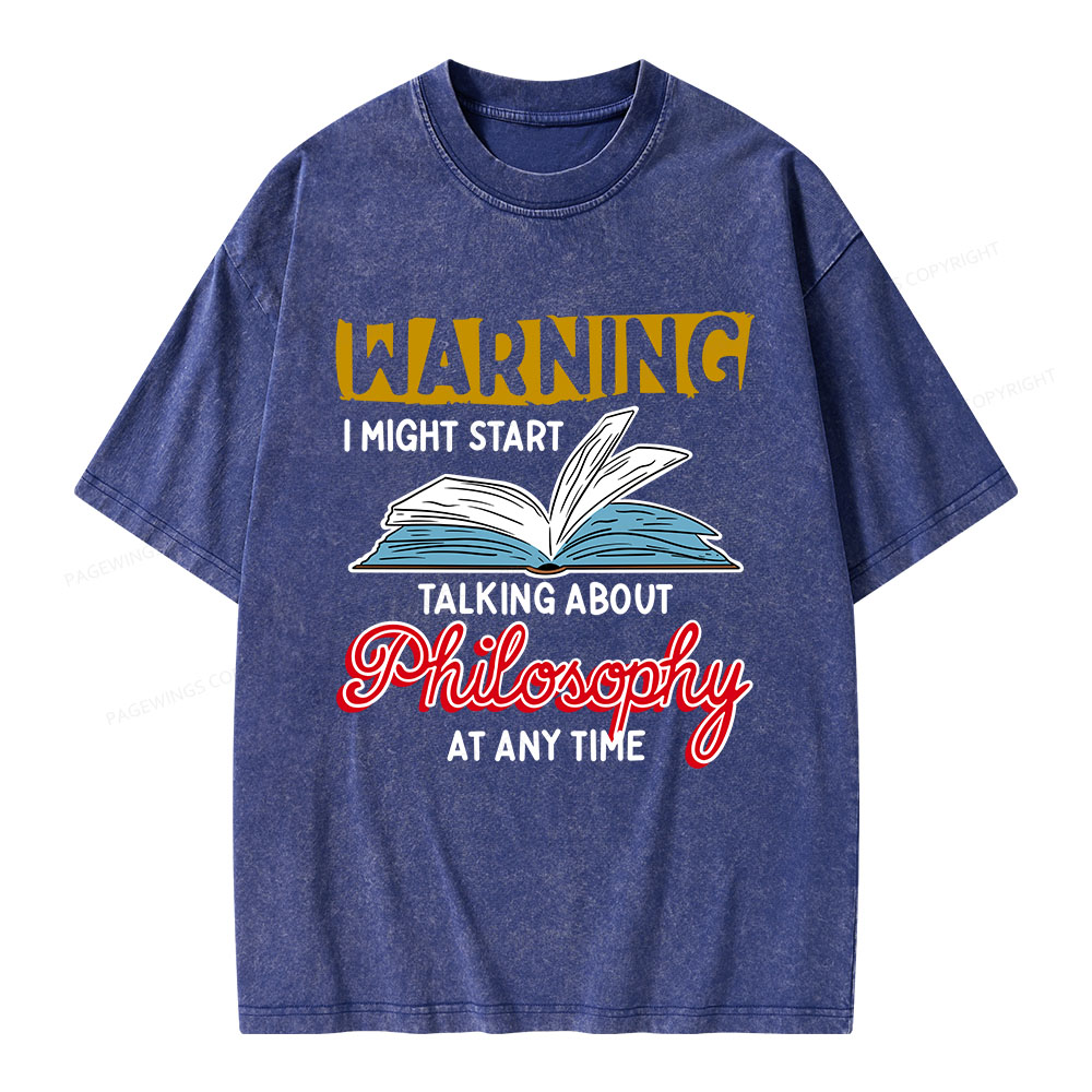 Pagewings Talking About Philosophy At Any Time Unisex Washed T-shirt
