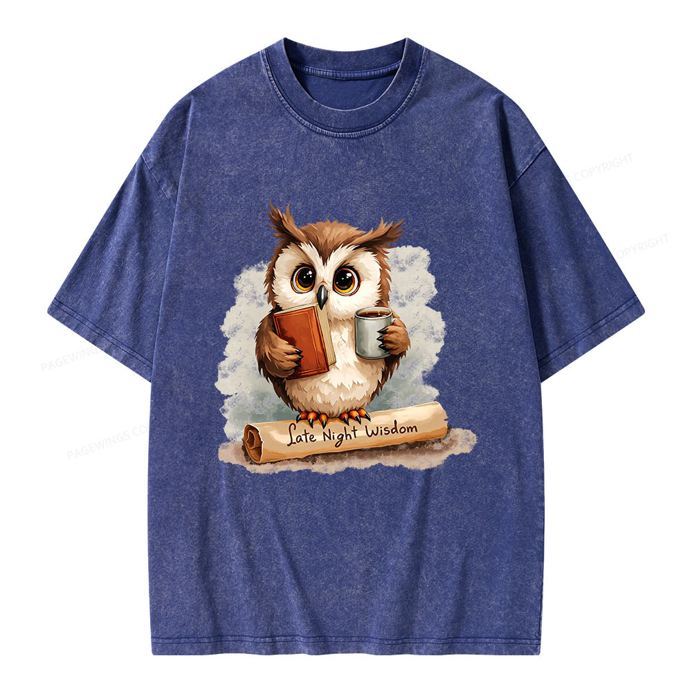 Pagewings Late Night Wisdom Unisex Washed T-shirt